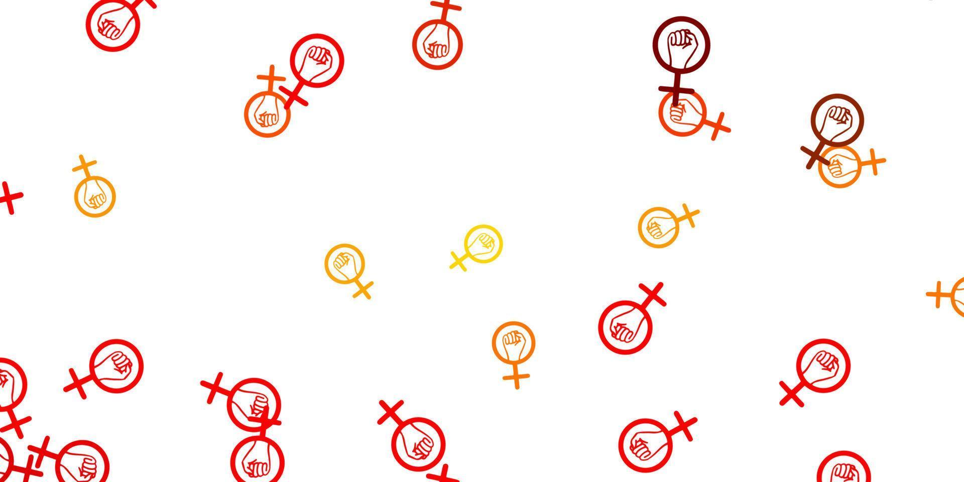 Light Orange vector backdrop with woman's power symbols.