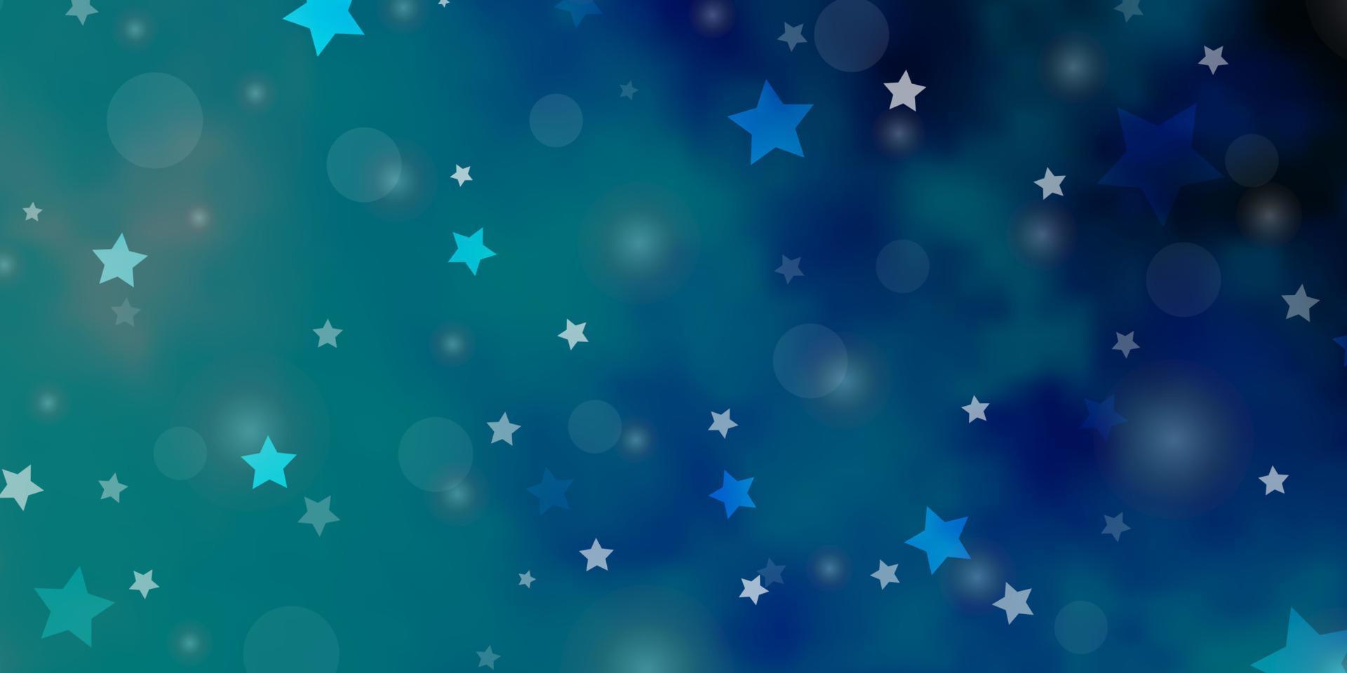 Fondo de vector azul claro con círculos, estrellas.