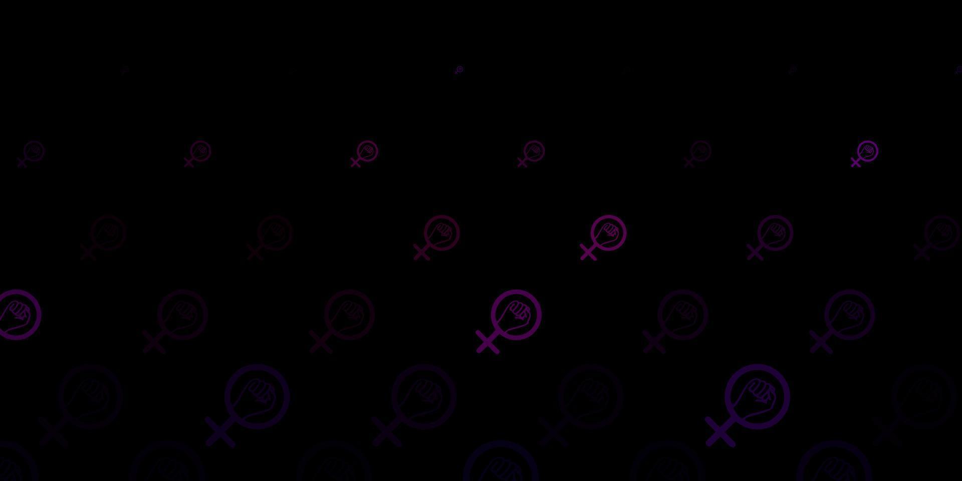 Dark Pink vector backdrop with woman's power symbols.