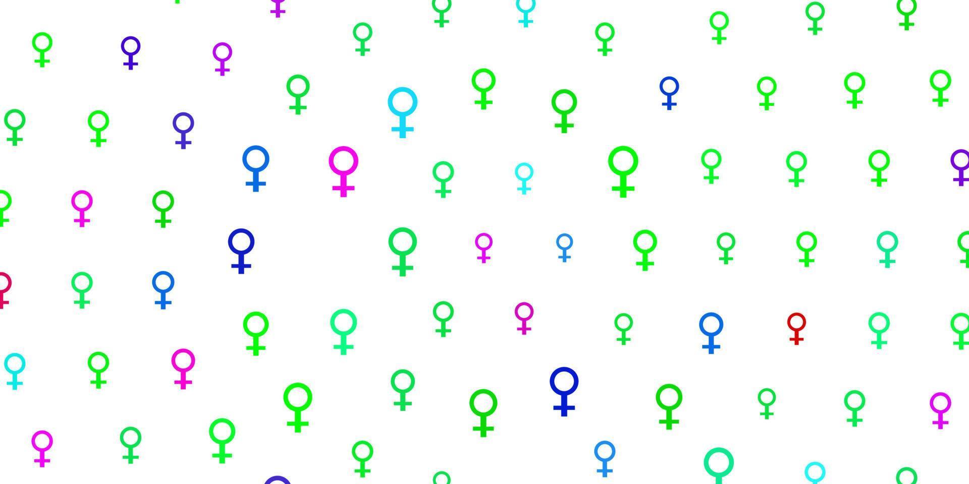 Fondo de vector multicolor claro con símbolos de mujer.