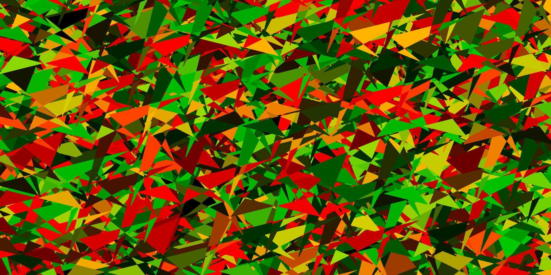 diseño de vector verde claro, rojo con líneas, triángulos.