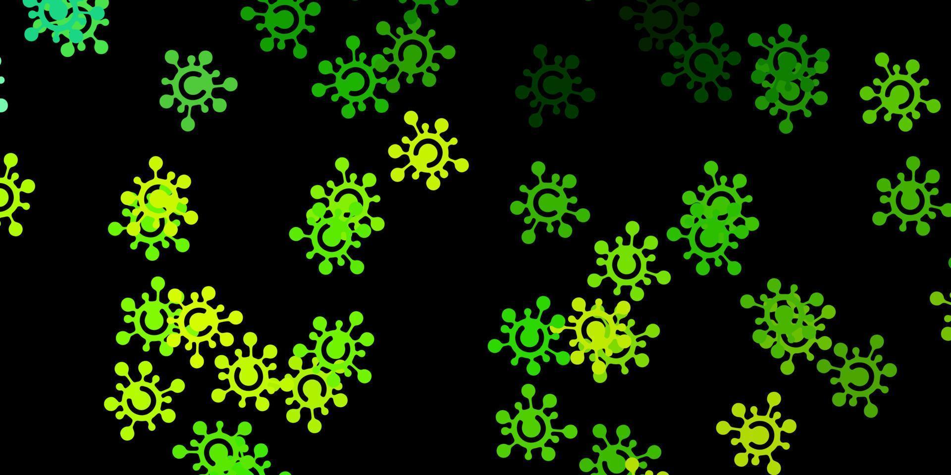 Dark green, yellow vector texture with disease symbols.