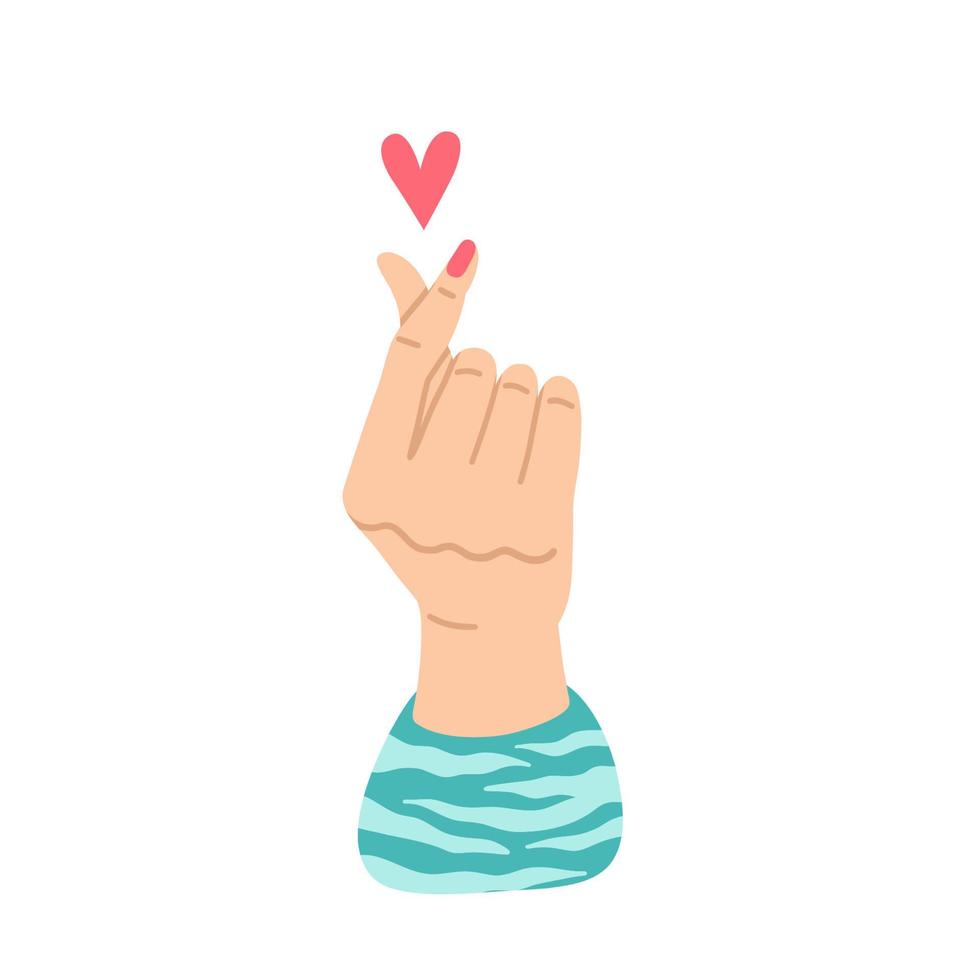 signo de amor coreano vectorial. gesto de la mano, corazón de dedo vector