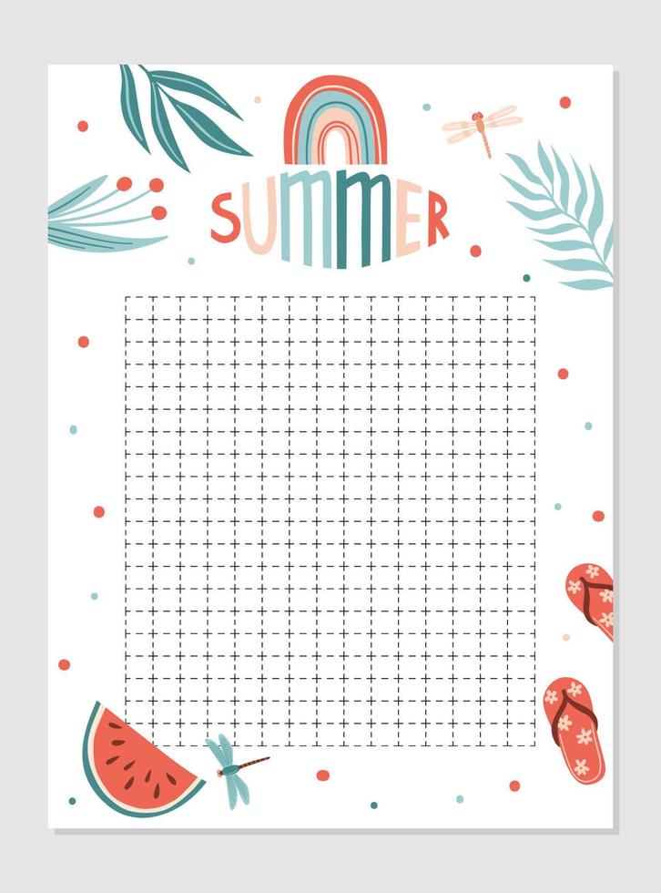 Monthly plannerWeekly and daily Planner template.  Schedule with Notes and To Do List with summer items. Vector illustration