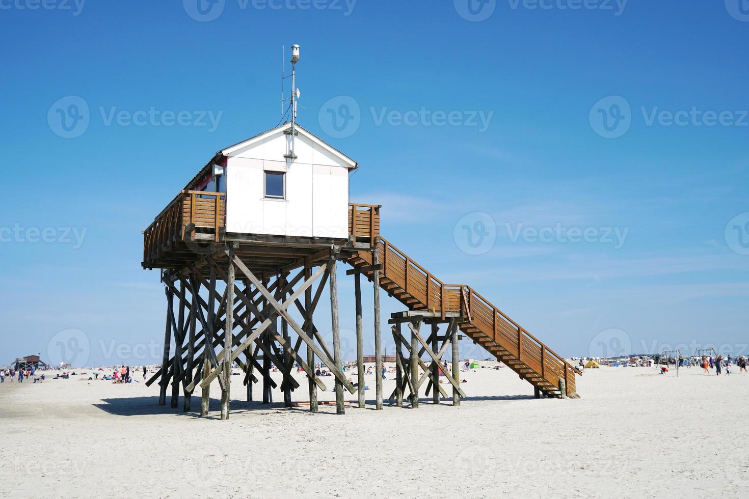 beach stilt house at German seaside resort St. Peter-Ording photo