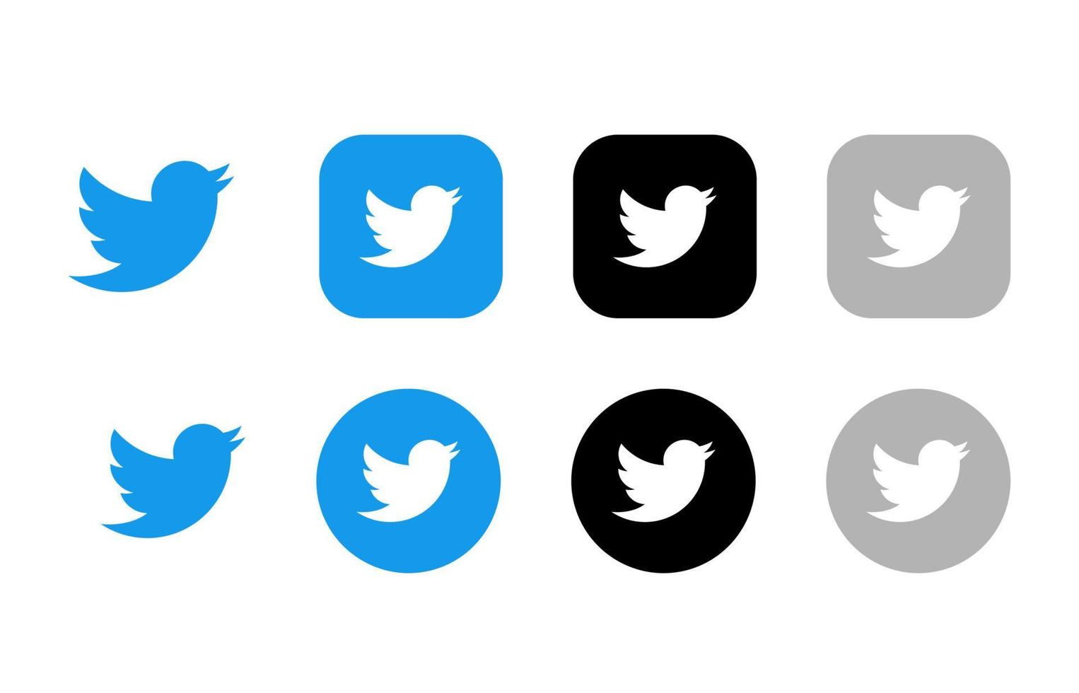 icono de redes sociales twitter negro gris azul logotipos vector