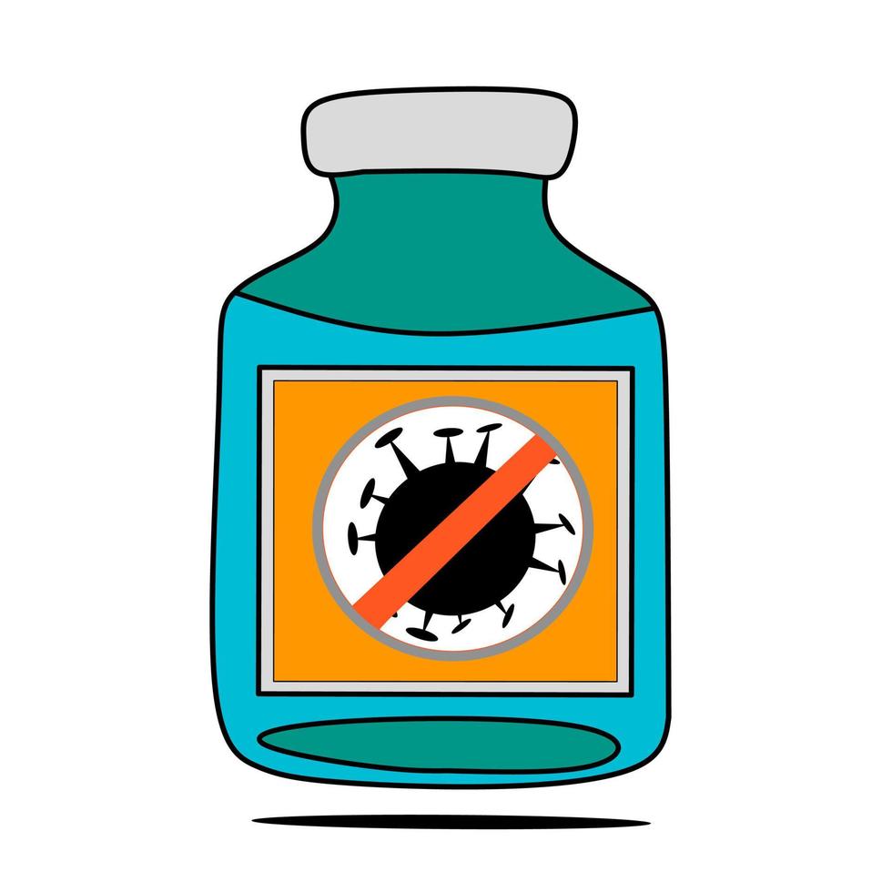 an illustration of a vaccine bottle on a white background. suitable for covid 19 vaccine advertisement vector