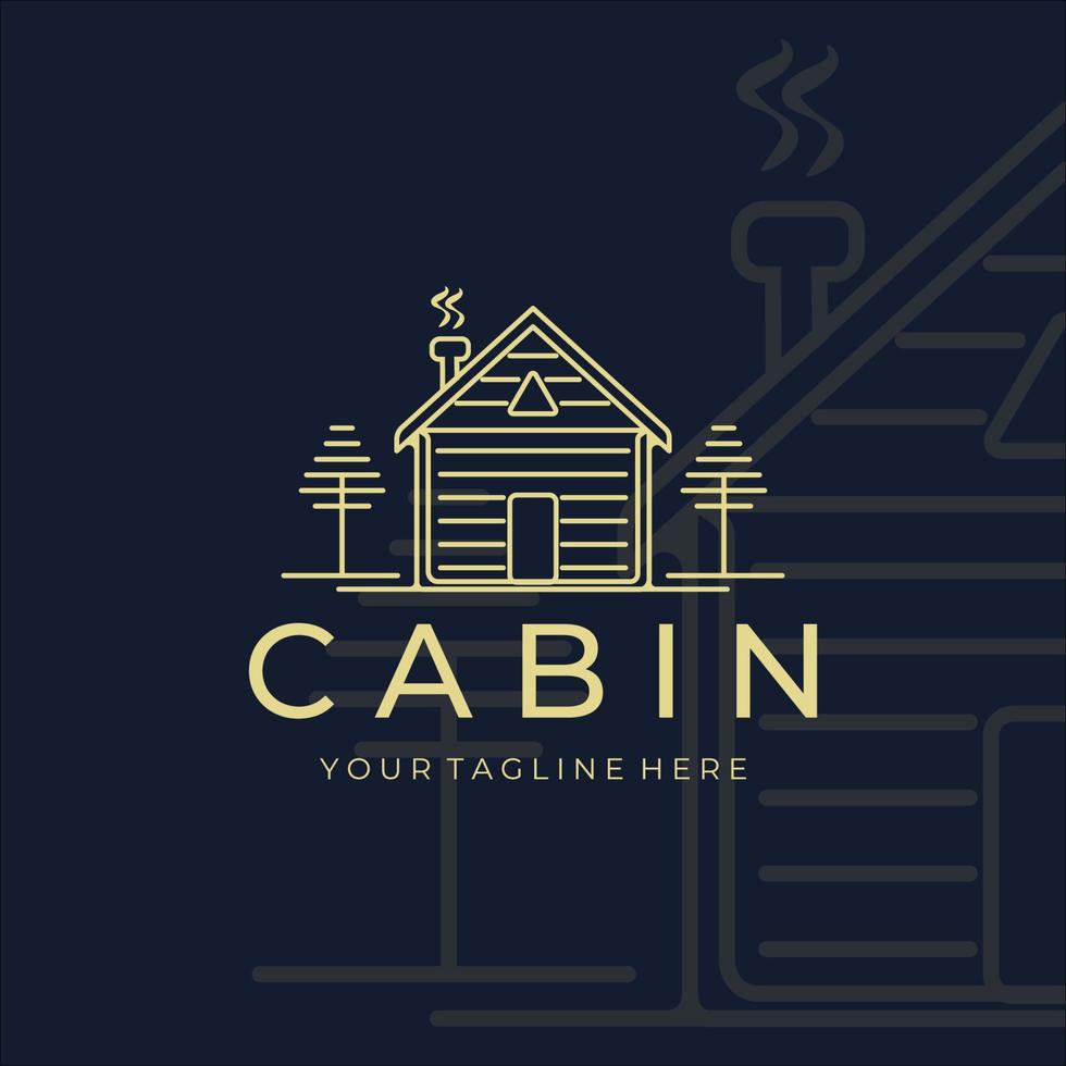 cabin or cottage line art minimalist vector logo illustration design