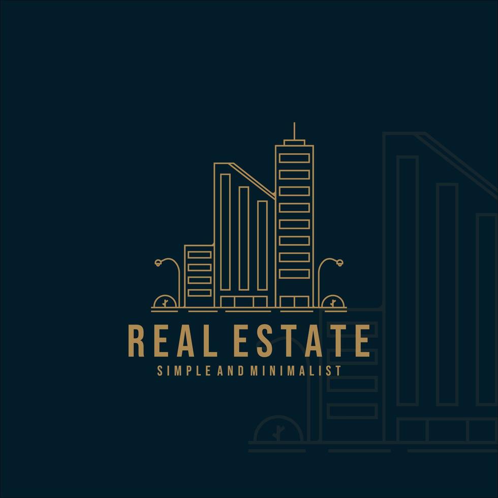 building and architecture logo line art illustration template design. real estate minimalist and simple logo for company and business icon label illustration concept design vector