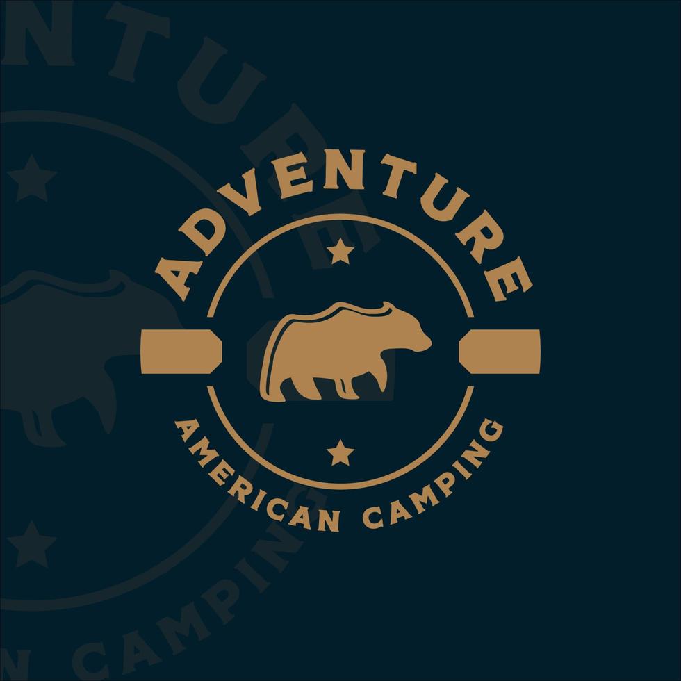 diseño de icono de plantilla de ilustración de vector vintage de logotipo de oso salvaje. signo de aventura al aire libre para la compañía de viajes