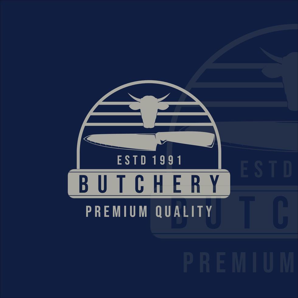 butchery logo vintage vector illustration template design. retro butcher shop label concept with knife icon