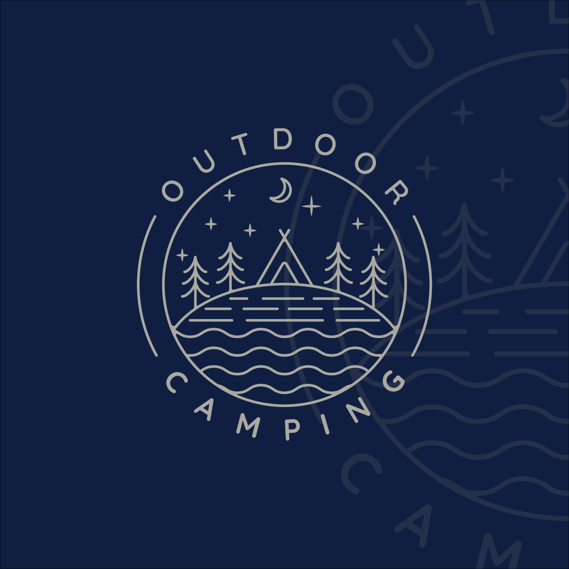 camping logo line art simple minimalist vector illustration template ...