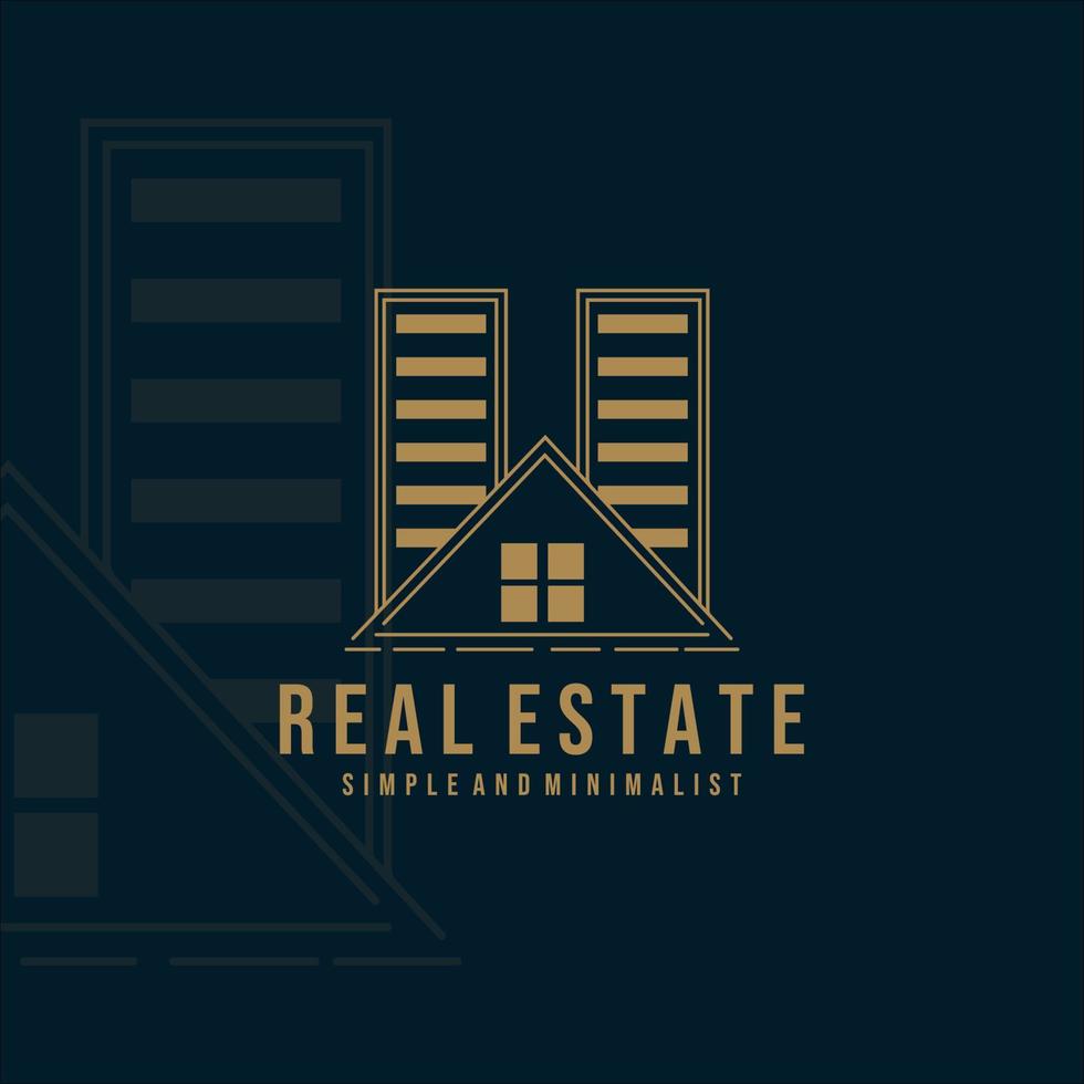 building and architecture logo line art illustration template design. real estate minimalist and simple logo for company and business icon label illustration concept design vector