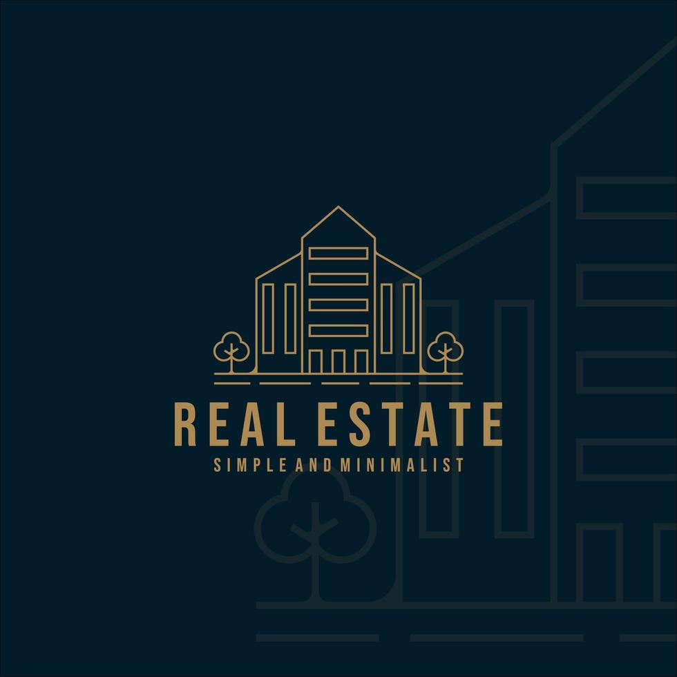 building and architecture logo line art illustration template design. real estate minimalist and simple logo for company and business icon label illustration concept design vector
