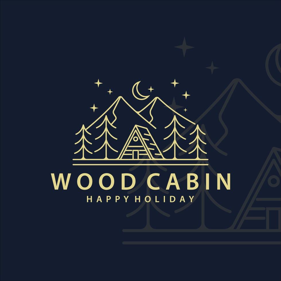 cabin or cottage line art logo vector illustration template icon design