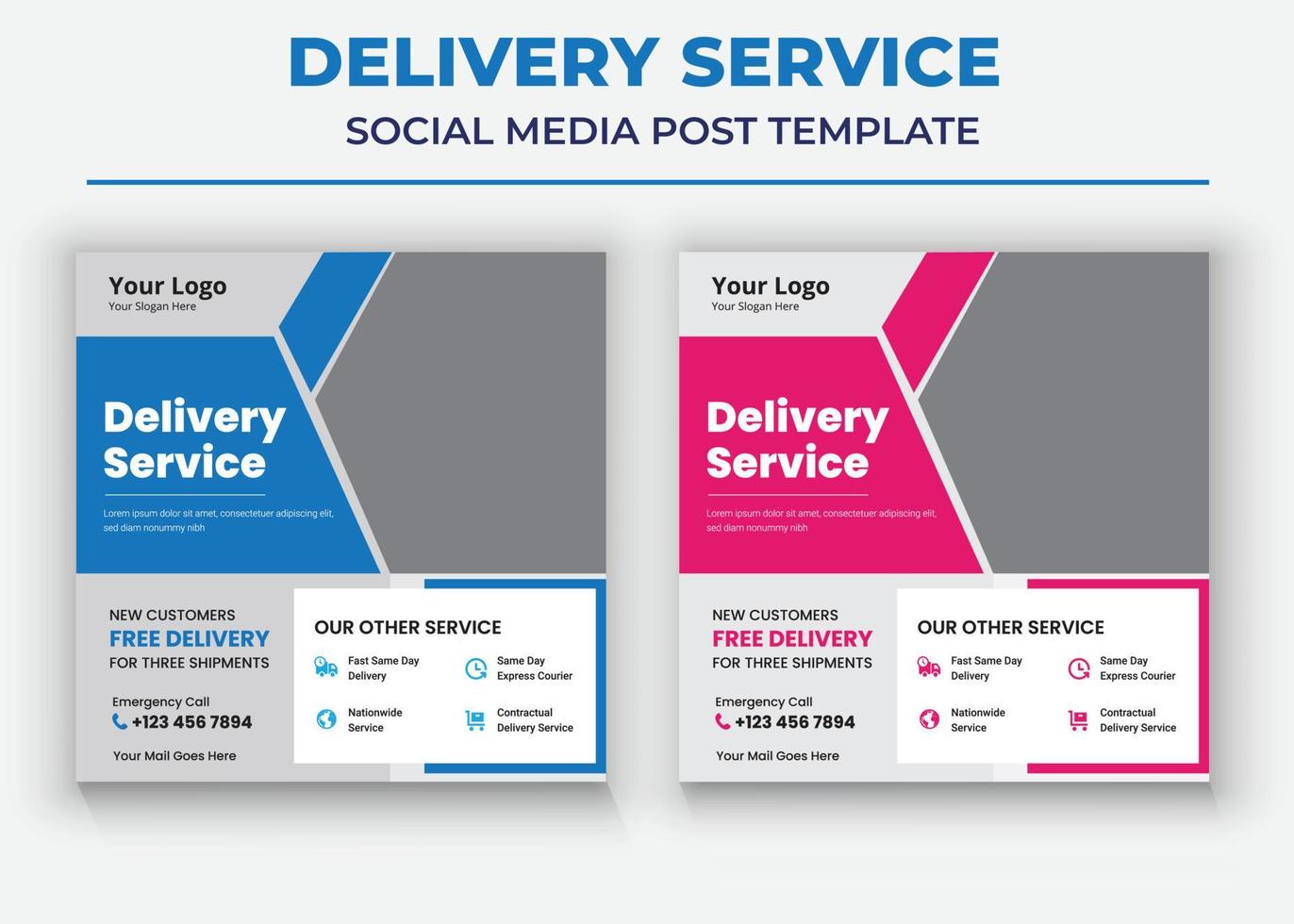 Delivery Service social media post and flyer vector