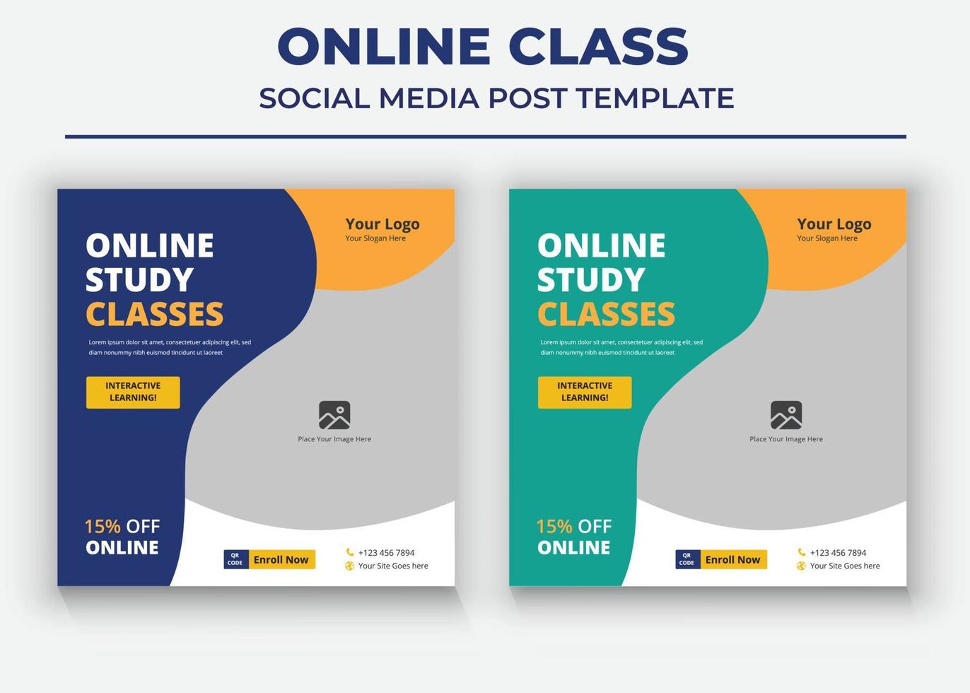 Online Business Class poster, Online Class social media post and flyer vector