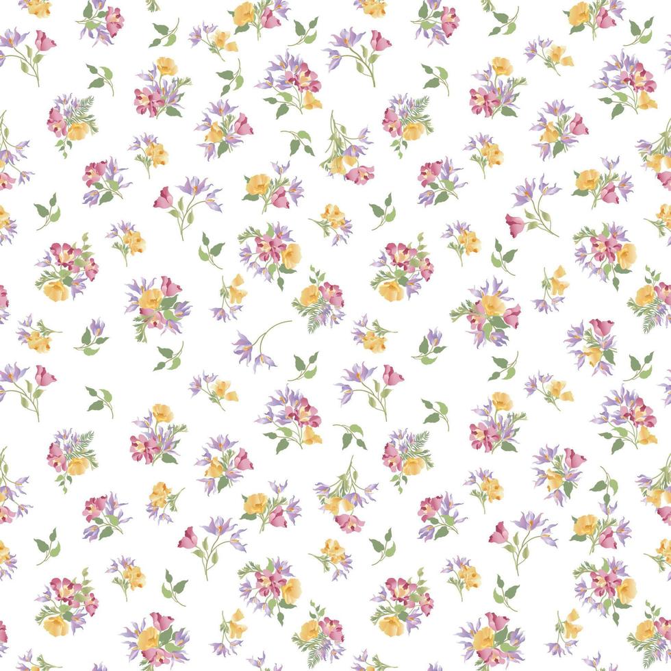 Floral seamless pattern. Flower garden ornamental white background. Flourish garden texture vector