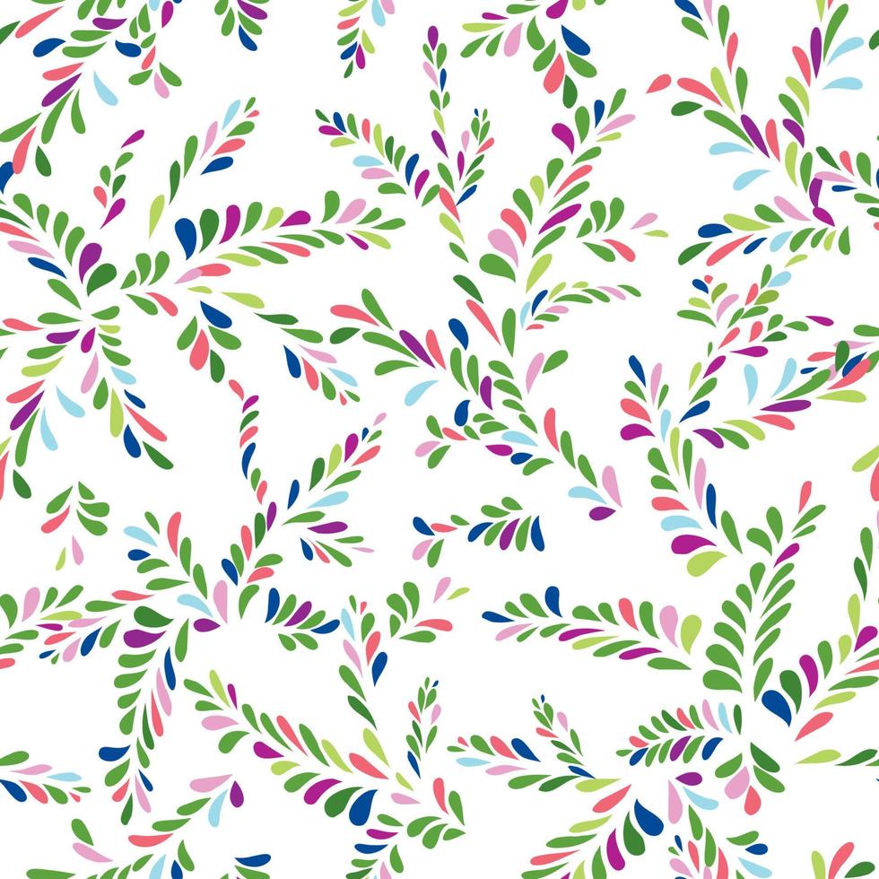 Abstract floral spot white pattern Leaves swirl dot seamless texture. Stylish abstract plant ornamental background vector