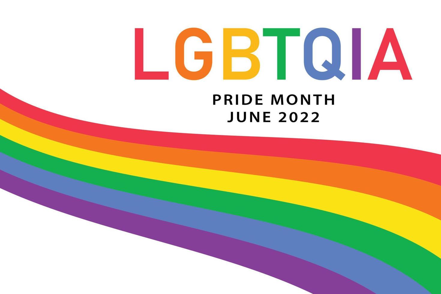 LGBTQIA pride month June 2022 - horizontal poster template with rainbow flag, LGBT symbol. Vector banner design for social media