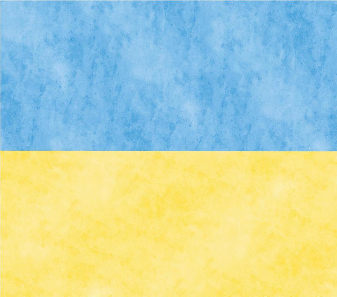 Ukrainian flag - yellow and blue horizontal bands. Hand drawn background template with brush grunge watercolor textured stripes, symbol of Ukraine vector