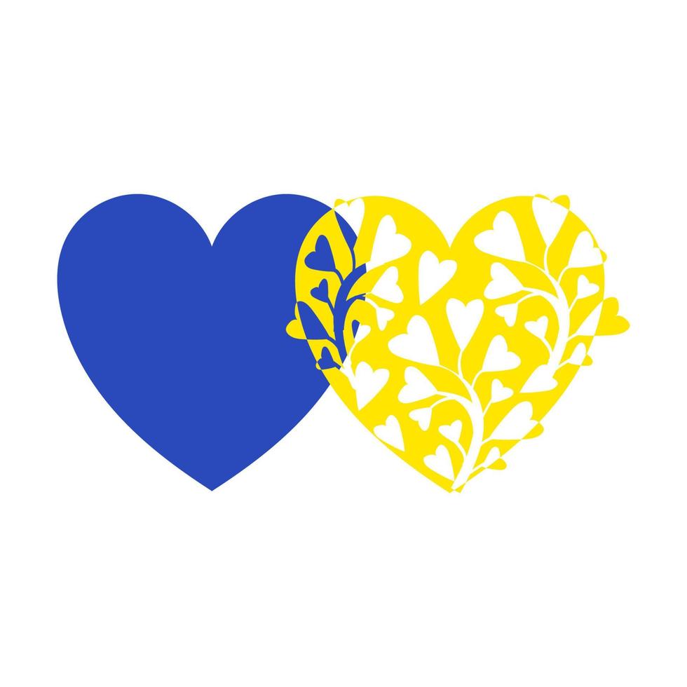 Stylized heart symbol blue-and-yellow color the Ukrainian flag vector