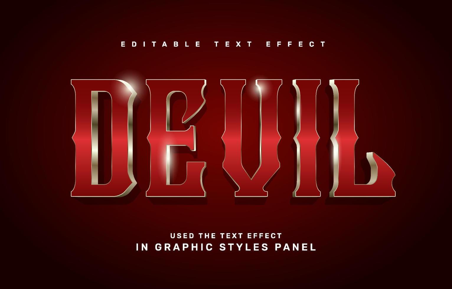 Gold Devil text effect vector