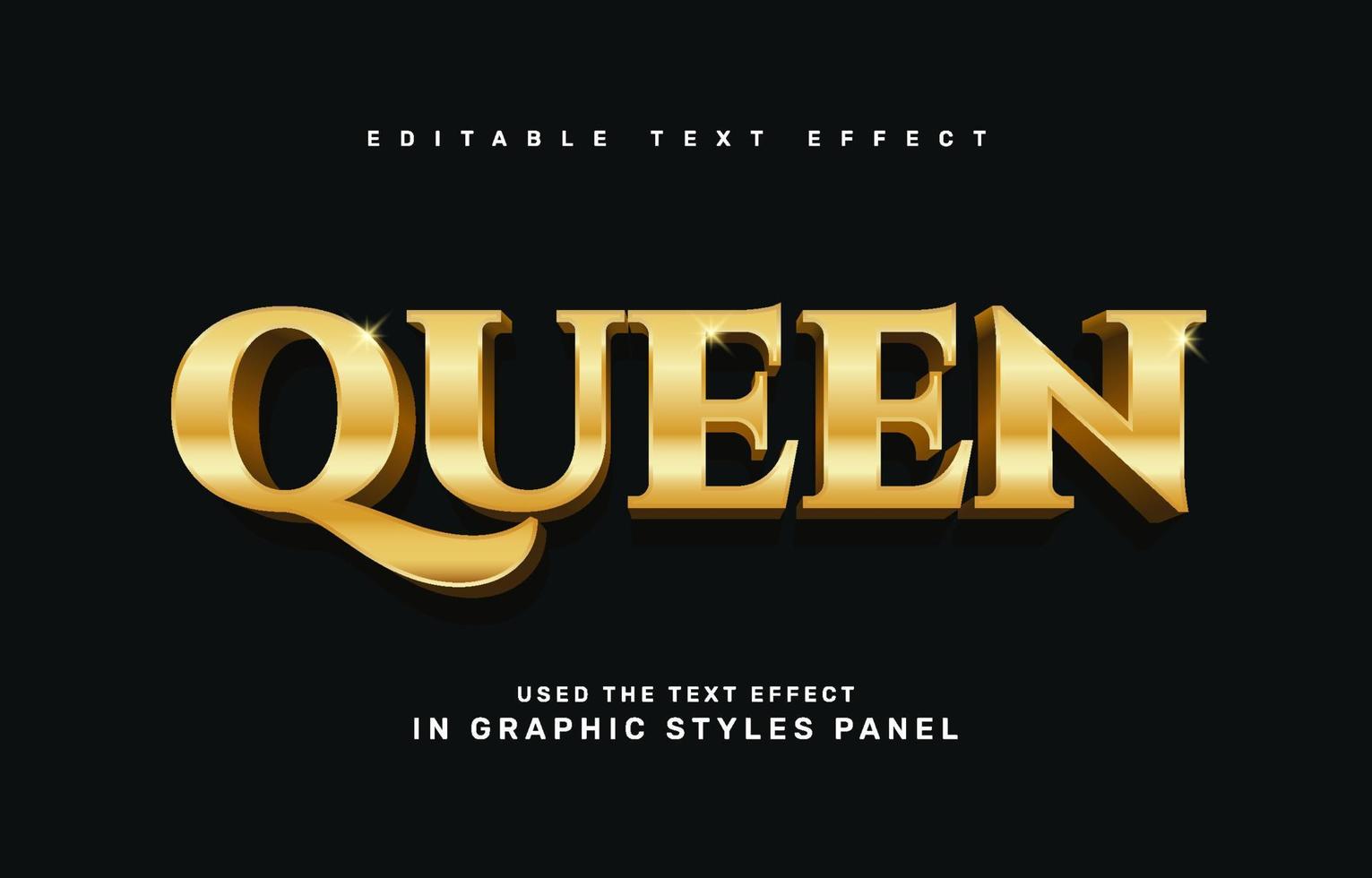 Gold Queen editable text effect template vector