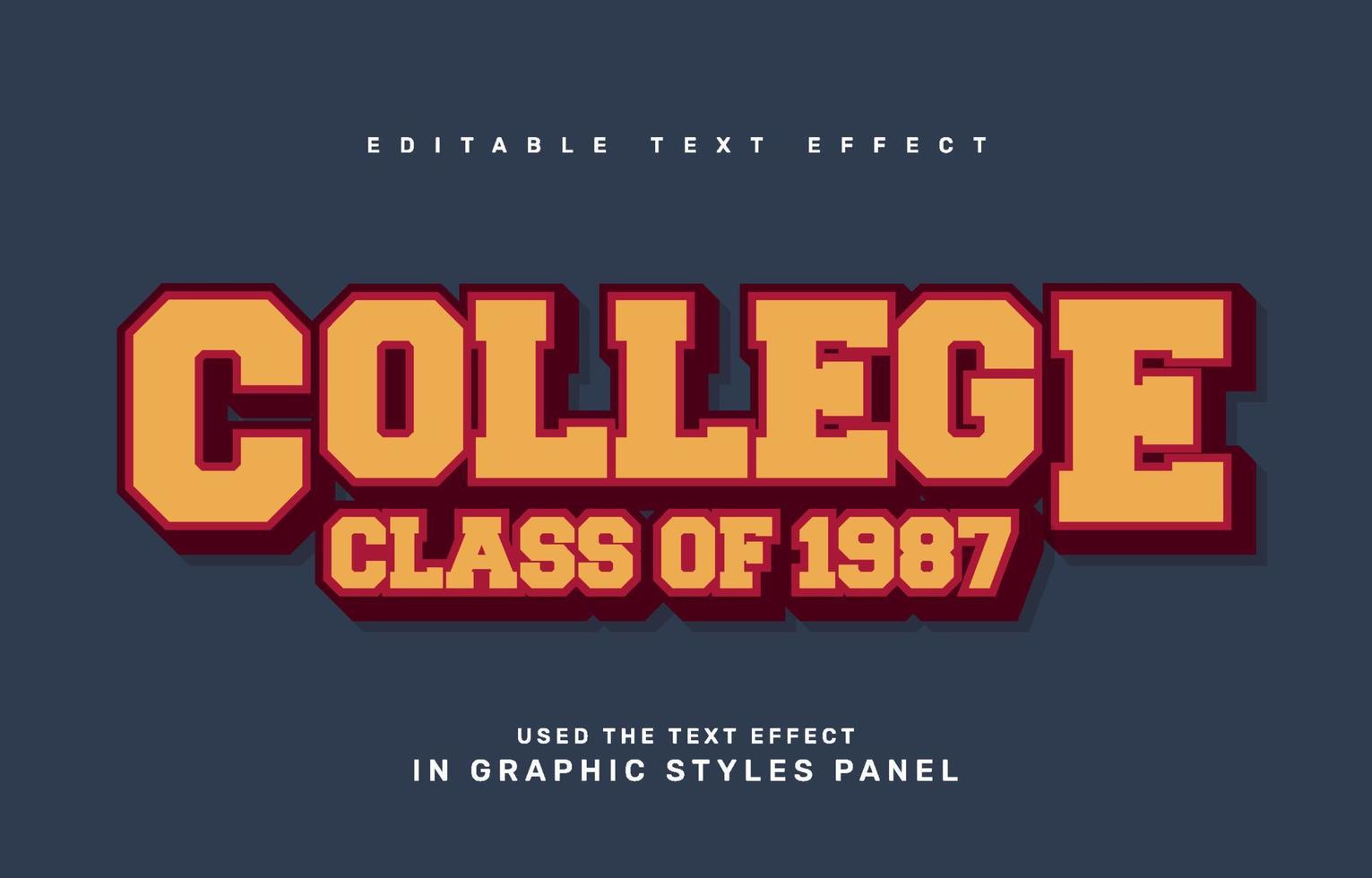 College editable text effect template vector