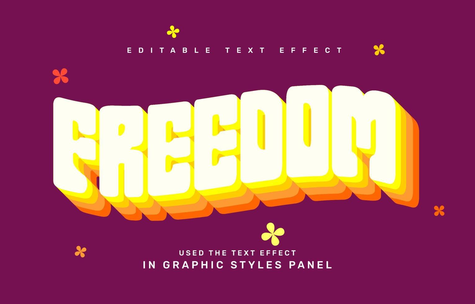 Freedom hippie editable text effect template vector