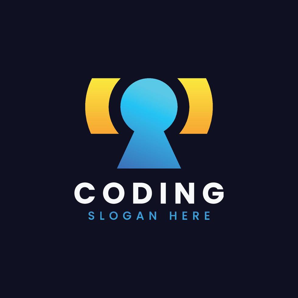 creative abstract modern programming coding logo design, colorful gradient coding logo template vector