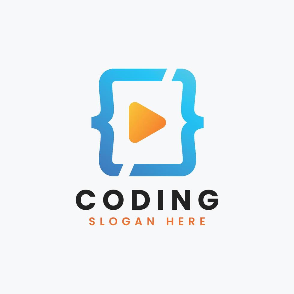 diseño de logotipo de codificación de programación moderna abstracta creativa, plantilla de logotipo de codificación de degradado colorido vector