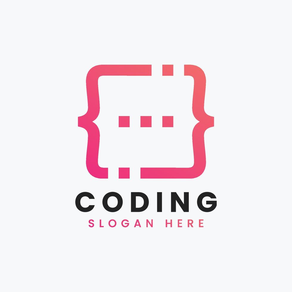 creative abstract modern programming coding logo design, colorful gradient coding logo template vector