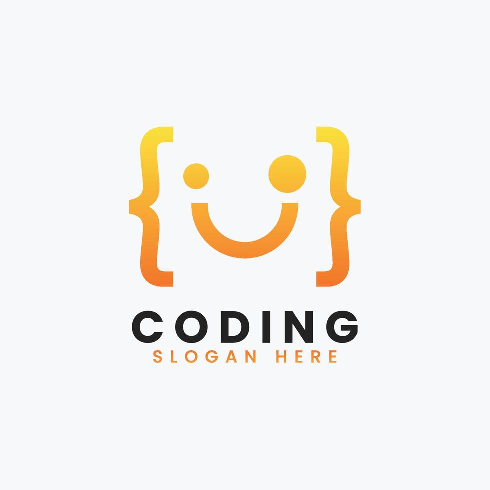 creative abstract modern programming coding logo design, colorful gradient coding logo template vector