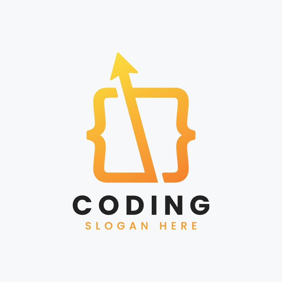 creative abstract modern programming coding logo design, colorful gradient coding logo template vector