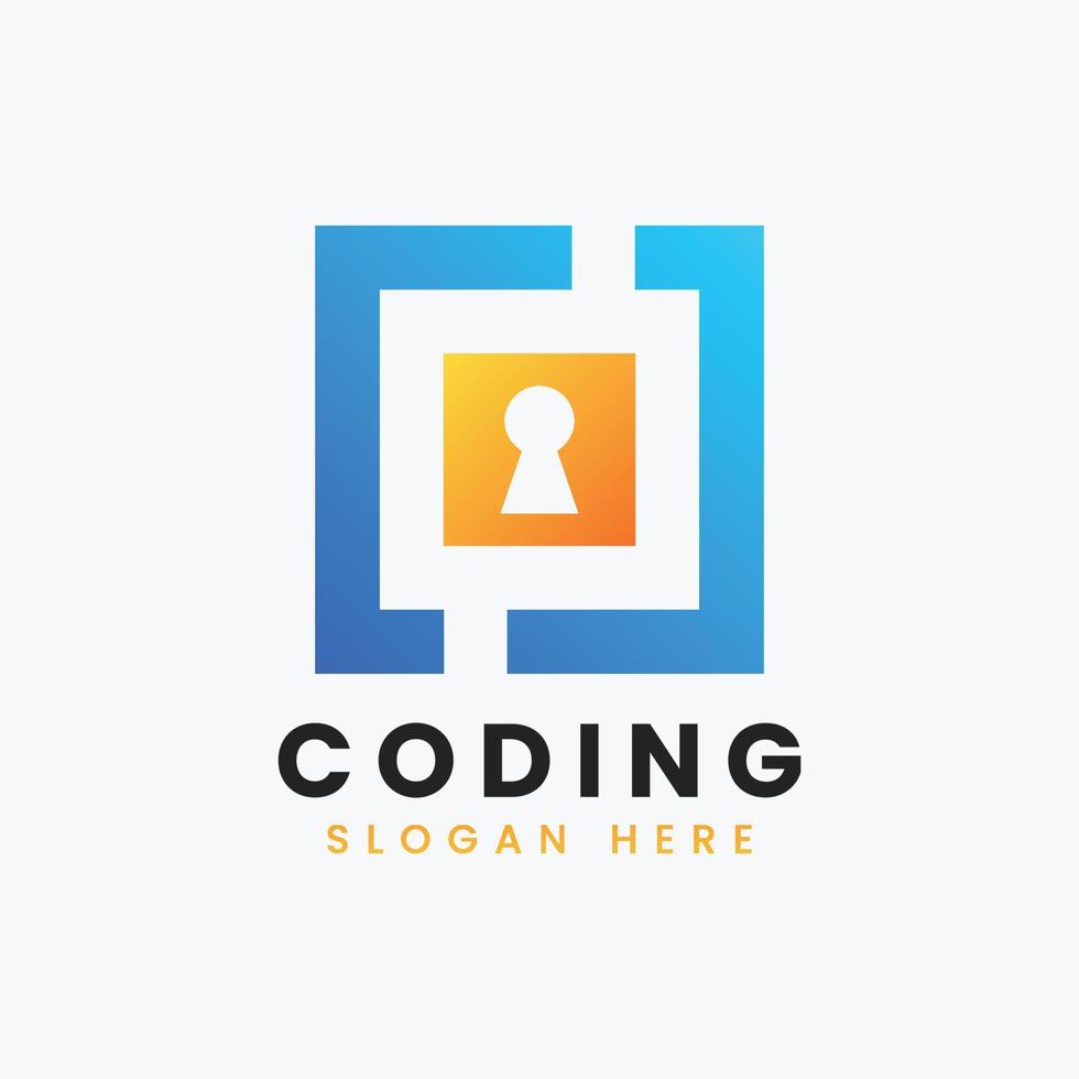 creative abstract modern programming coding logo design, colorful gradient coding logo template vector