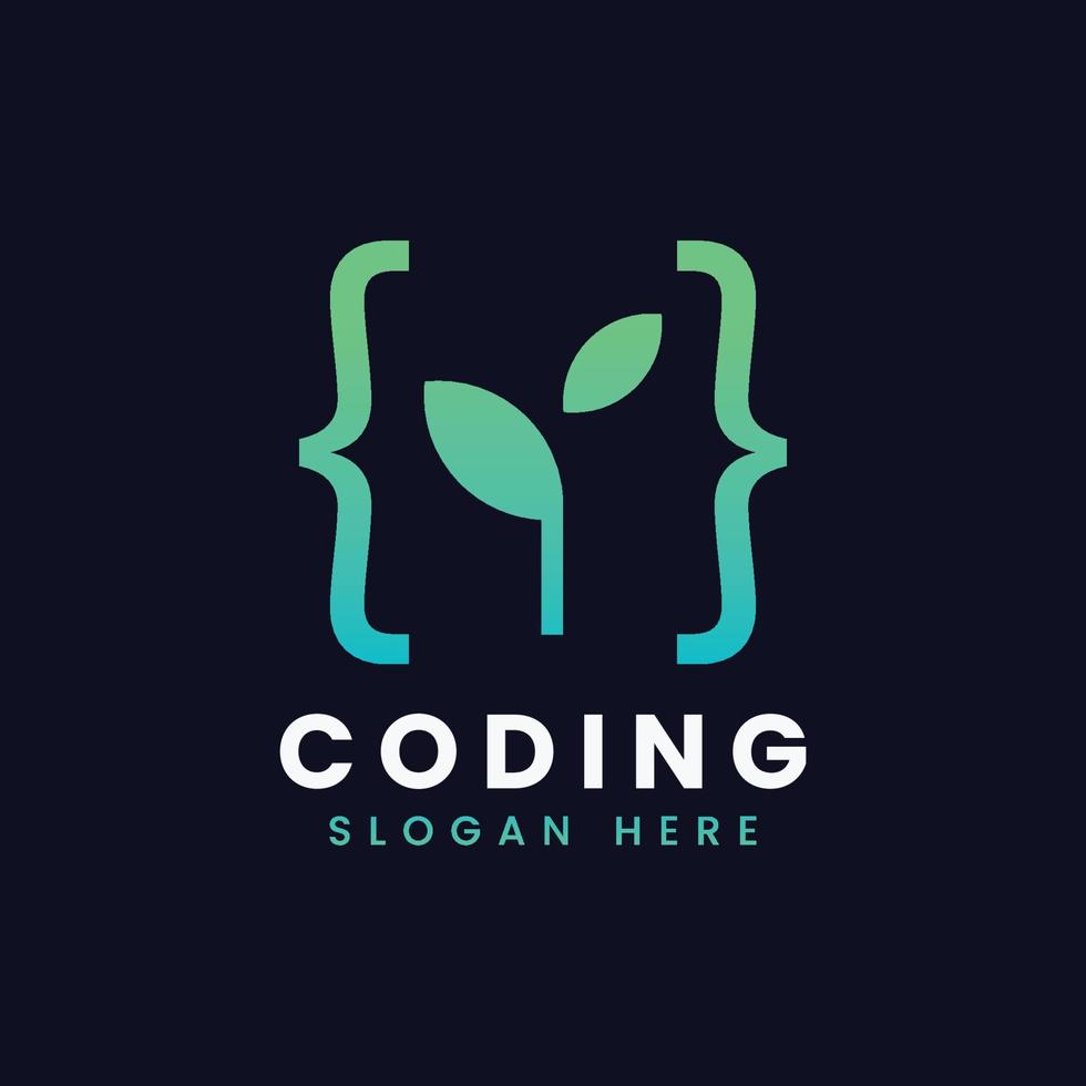 creative abstract modern programming coding logo design, colorful gradient coding logo template vector