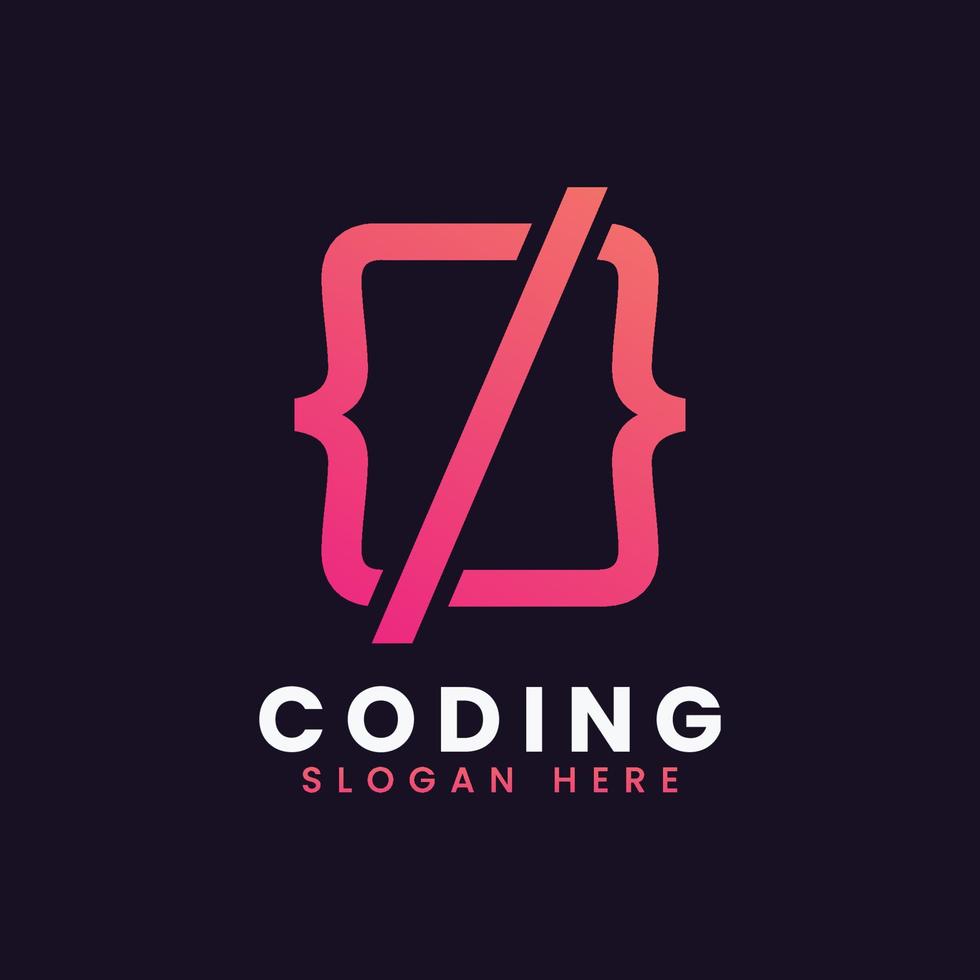 creative abstract modern programming coding logo design, colorful gradient coding logo template vector