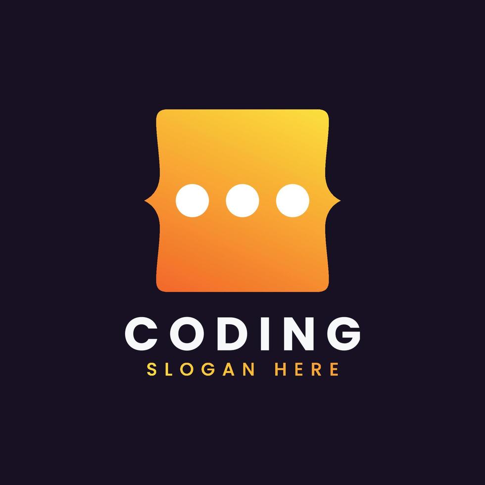 creative abstract modern programming coding logo design, colorful gradient coding logo template vector