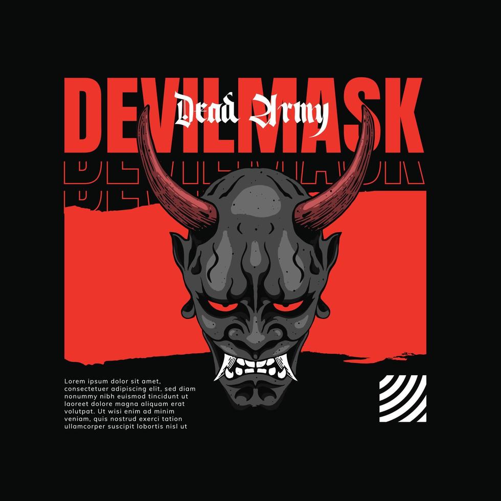 oni mask with street wear layout design vector