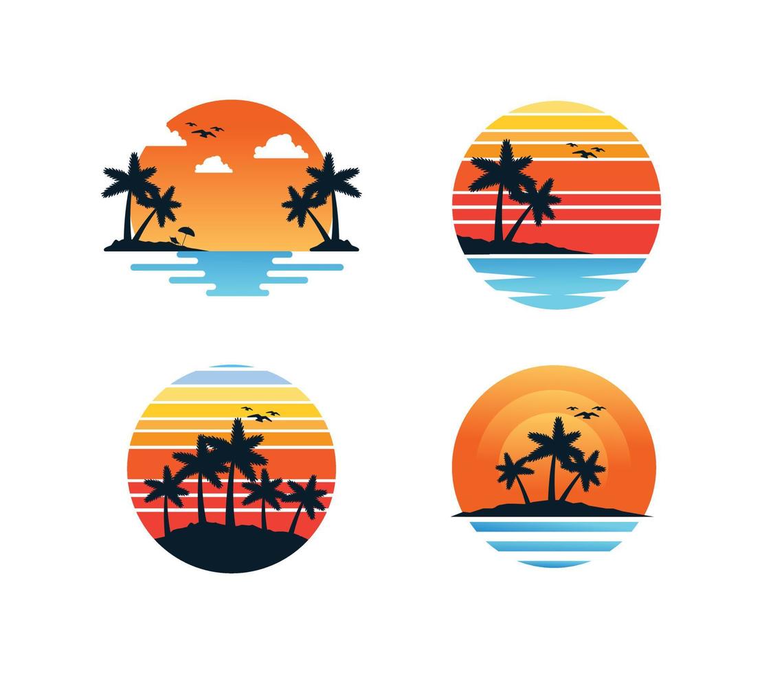 conjunto de logotipo de playa vector