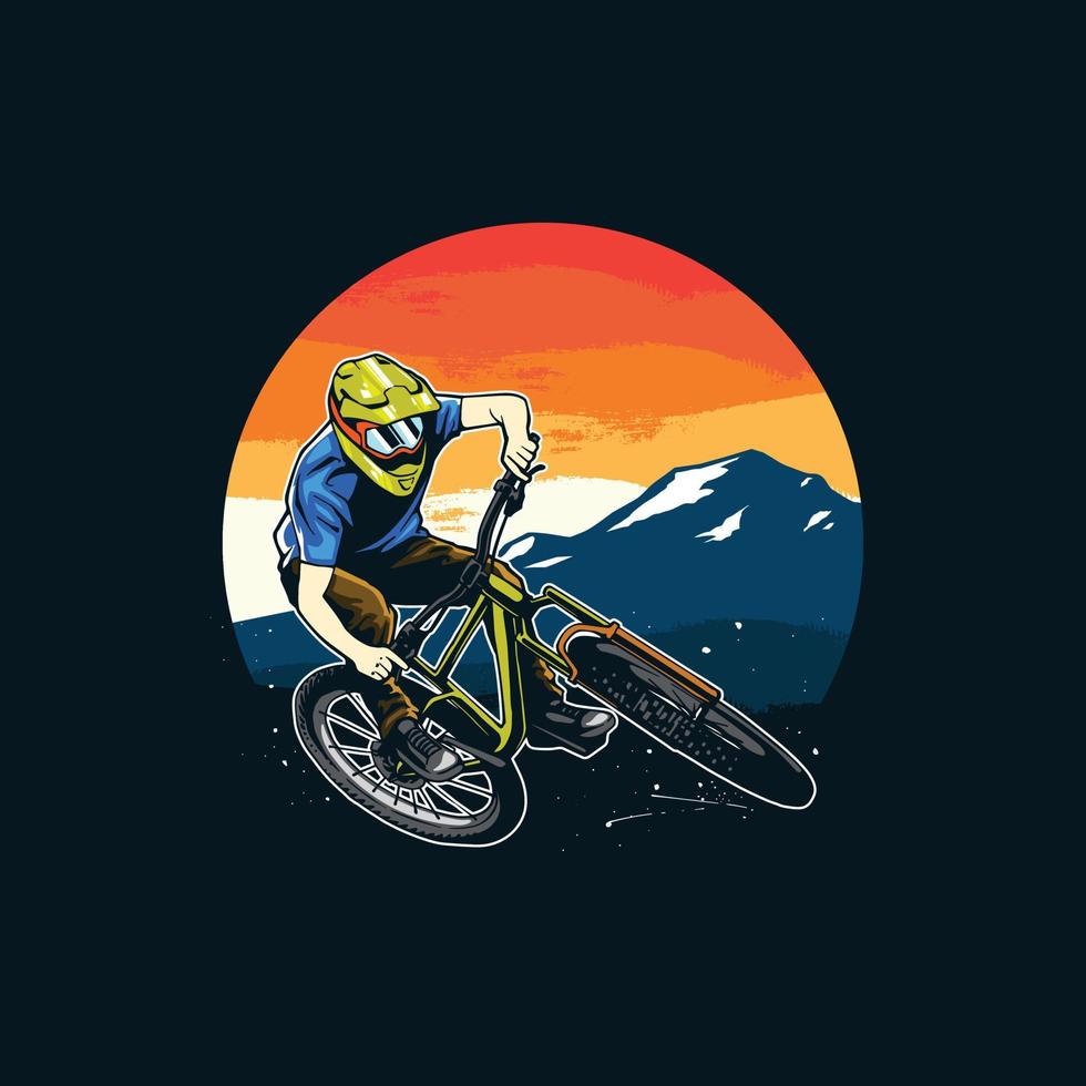 ilustraciones de mtb cuesta abajo vector