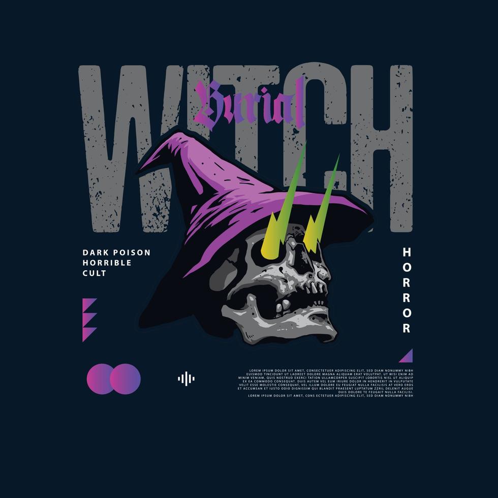 witch with street wear layout design vector