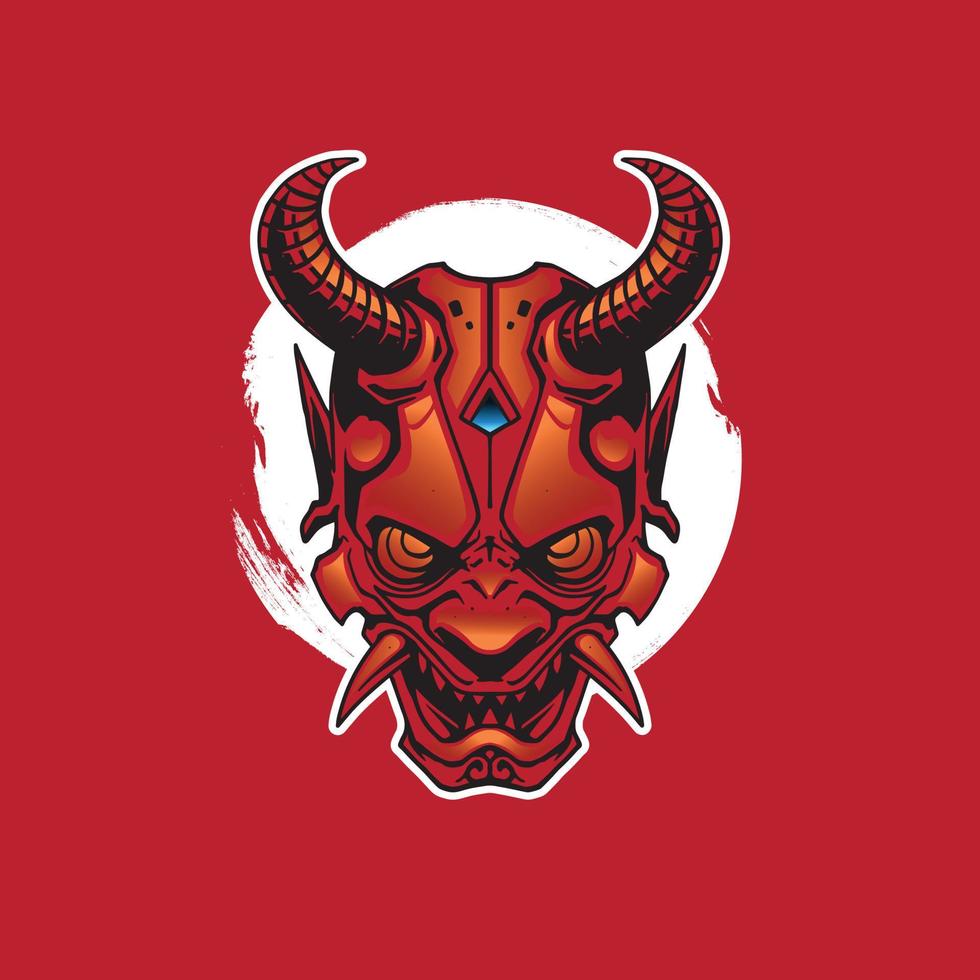 oni samurai mask illustration vector