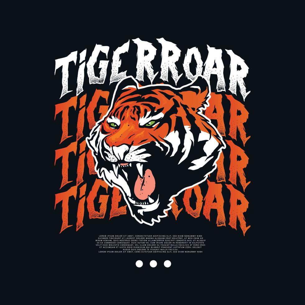 tiger roar with street wear layout design vector