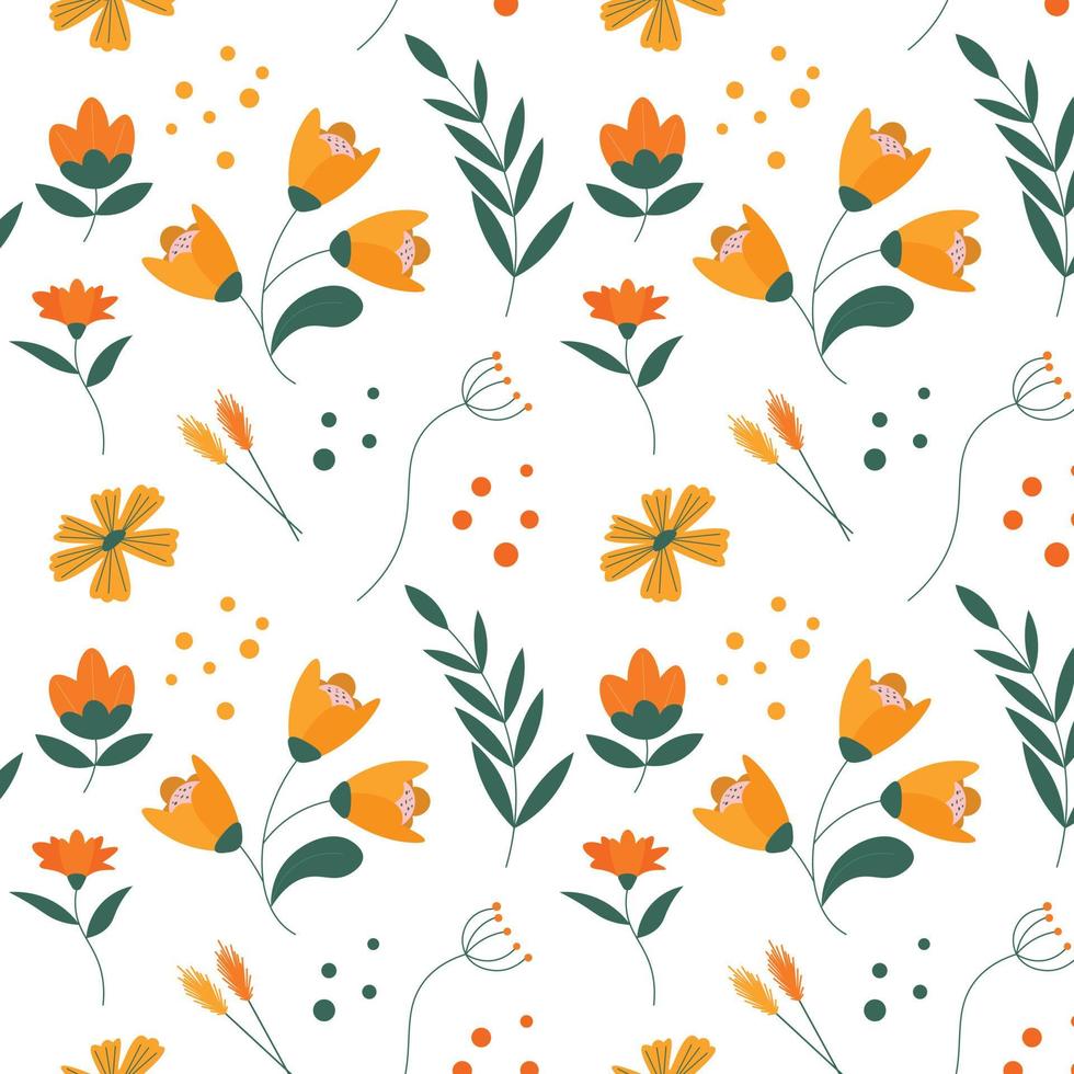 Abstract flat hand draw floral pattern background. Vector. vector