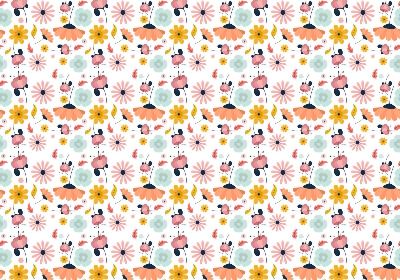 Abstract flat hand draw floral pattern background. Vector. vector