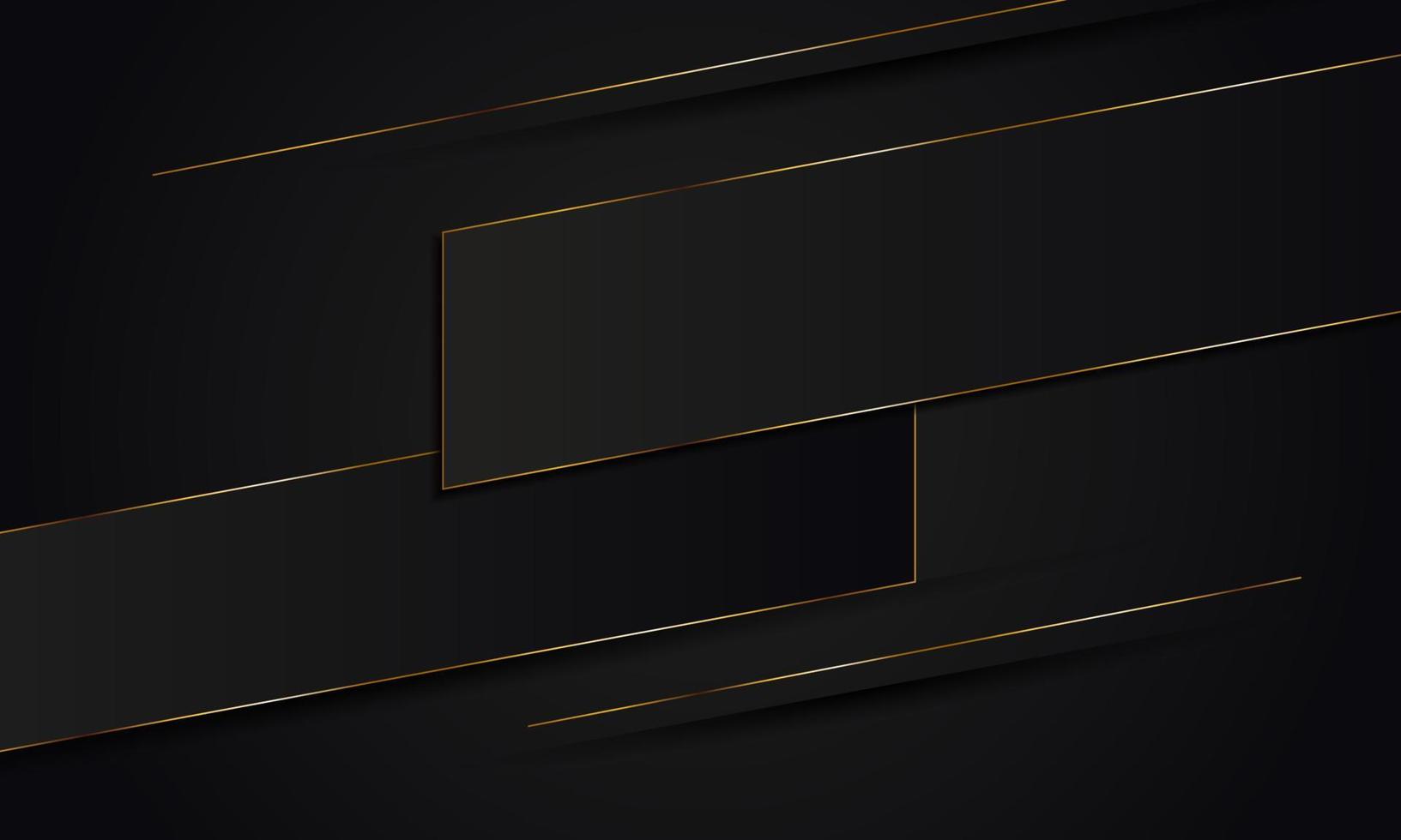 Abstract black stripes banner with golden lines background. vector