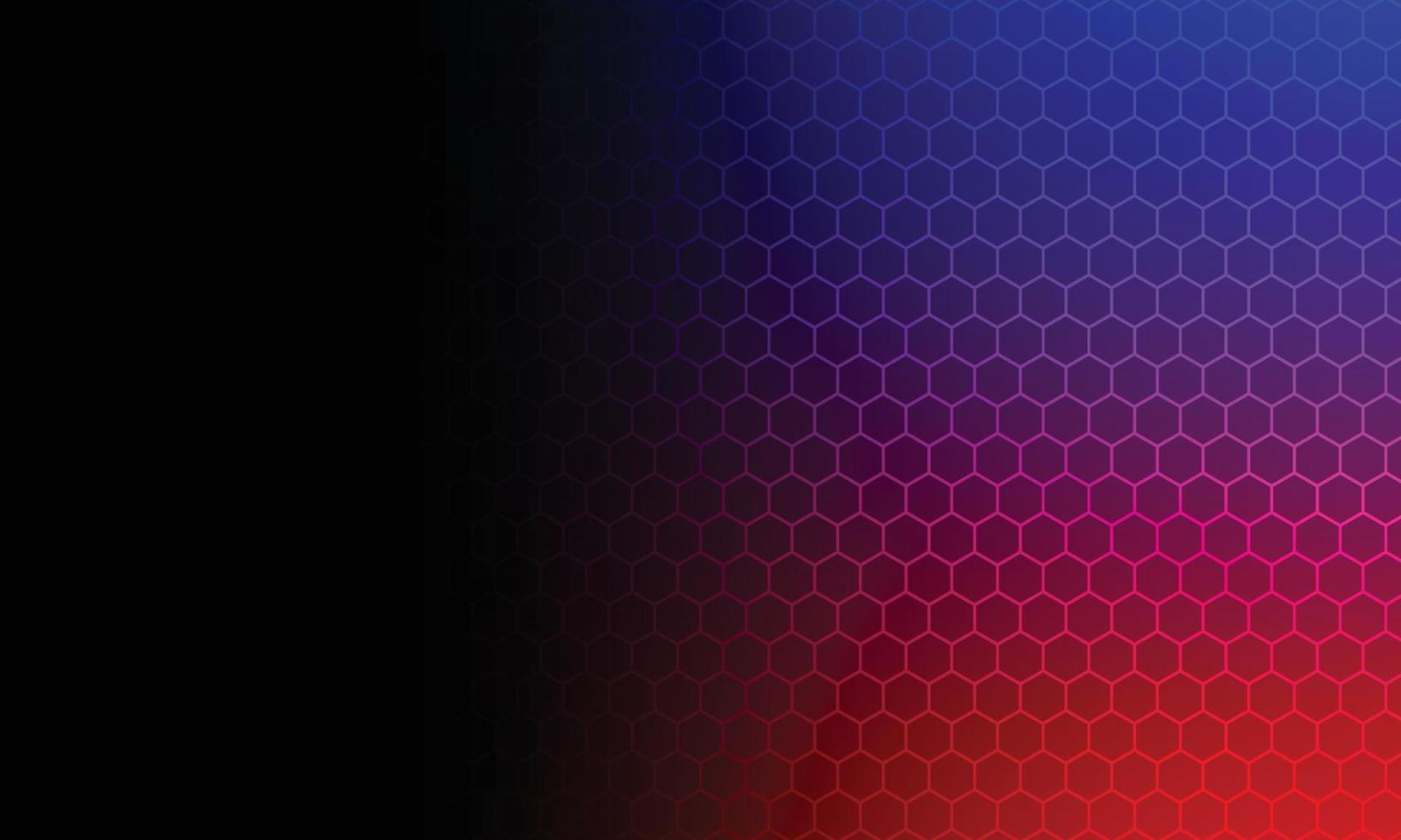 Abstract blue, red and black gradient hexagonal technology background. vector