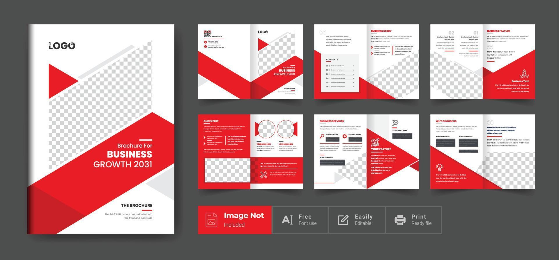 Pages business brochure template. profile pages layout design colorful shape minimalist business brochure template vector